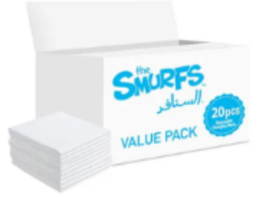 صورة Smurfs Antibacterial Disposable Changing Mats 20 Pieces, Waterproof & Non-Leak for Babies 0M+, 27x24x20cm