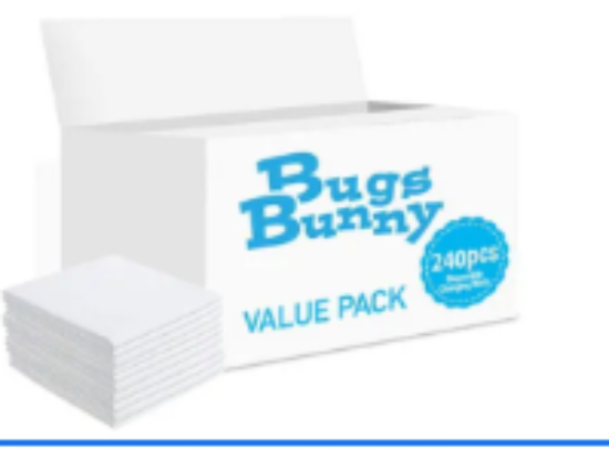 صورة Bugs Bunny Antibacterial Disposable Changing Mats 240ct , Leak-Proof, Absorbent, 0M+